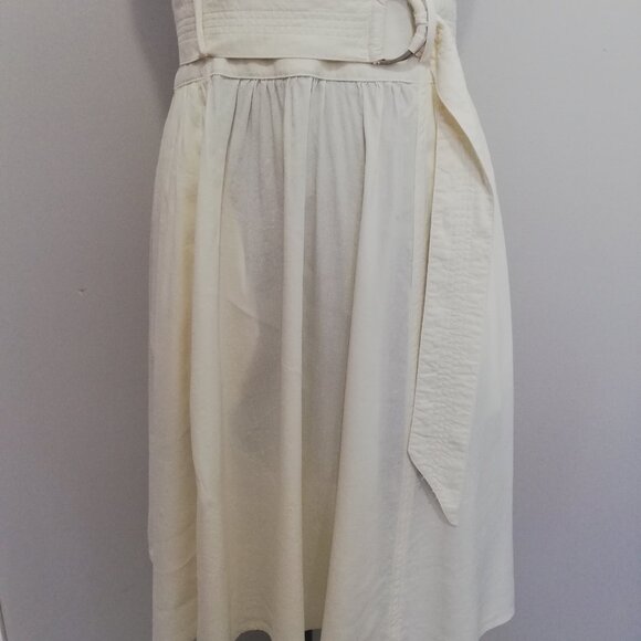 Theory Off White Linen Blend Dress with Belt Size 6 - Picture 3 of 11